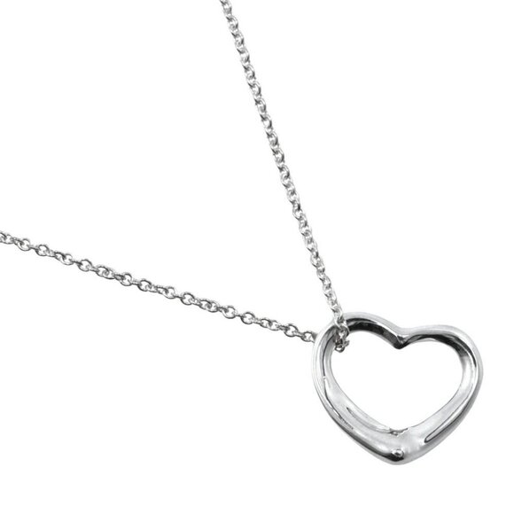 TIFFANY&Co. Open heart Necklace Elsa Peretti Silver925 heart 2.4g Women - Picture 1 of 11